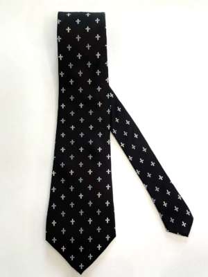 Cravate Fleurs de lys bleues et blanches, Noire