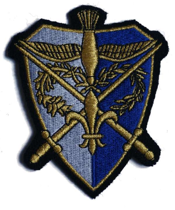 Écusson brodé camelot, blanc et bleu