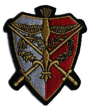 Écusson brodé camelot, blanc et rouge