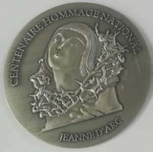 Médaille centenaire hommage national à Jeanne d&rsquo;Arc