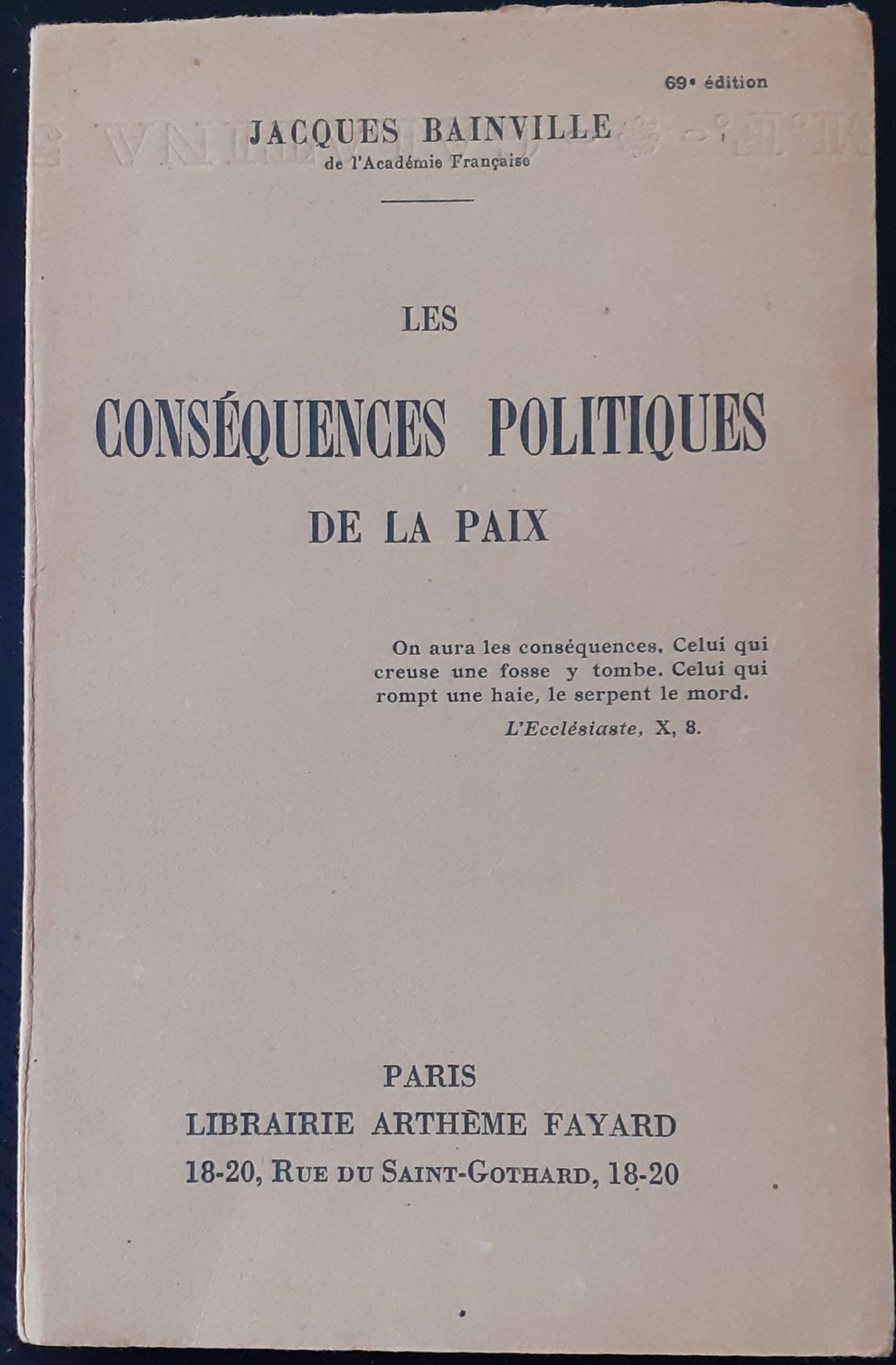 Les conséquences politiques de la paix