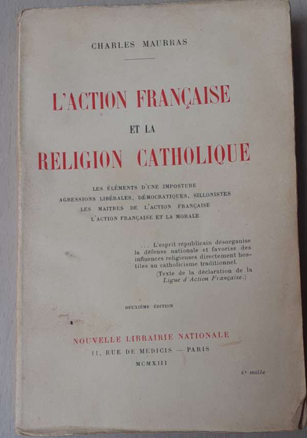 L'action française et la religion catholique