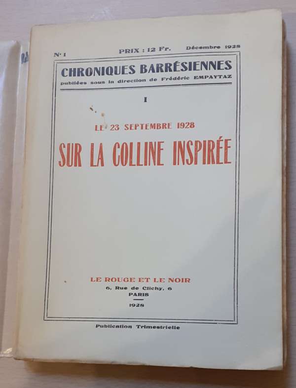 Sur la colline inspirée,  Le 23 septembre 1928